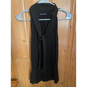 Cable and gauge black slinky tie front sleeveless blouse L